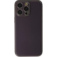 Aslanoğlu Store Newface Apple Iphone 13 Pro Kılıf Coco Deri Silikon Kapak - Derin Mor