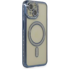 Aslanoğlu Store Newface Apple Iphone 15 Kılıf Joke Simli Magneticsafe Kılıf - Lacivert