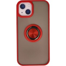 Aslanoğlu Store Newface Apple Iphone 13 Kılıf Montreal Yüzüklü Silikon Kapak - Kırmızı