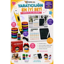 Veroksa 3D Kalem Yaratıcılık Seti – 109 Metre Pla Filament, Hesap Makineli Dijital Not Defteri ve Yapı Blok Seti