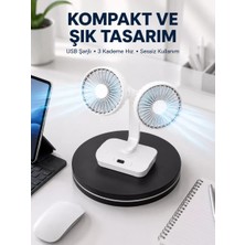 Nemere Ithalat 720° Döner Çift Taraflı Masaüstü Vantilatör – USB Şarjlı Sessiz Fan