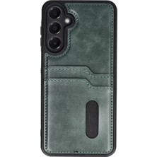 Aslanoğlu Store Newface Samsung Galaxy A16 5g Kılıf Sara Kartvizitli Deri Kılıf - Koyu Yeşil