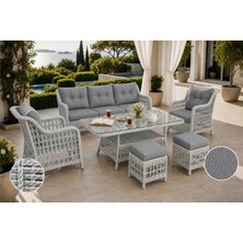 Vivense Divarese Maxi Minderli Bahçe Balkon Teras Takımı, 6 Kişilik, Gri