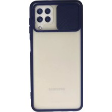 Aslanoğlu Store Newface Samsung Galaxy A22 Kılıf Palm Buzlu Kamera Sürgülü Silikon - Lacivert
