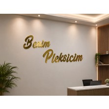 Benim Pleksicim Kişiye Özel Işyeri Dekor Pleksi Duvar Yazısı | Gold - Gümüş | 25 cm Harf | Kendinden Yapışkanlı | Ofis & Mağaza Tabela