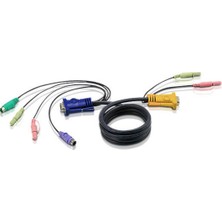 Aten 2L-5301P 1.2 mt 3 In 1 Sphd Mikrofon Hoparlöe Ps/2 Kvm Swithc Kablosu