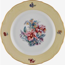 Chiara Alessi Flores Çiçekli Krem Porselen Pasta Tabağı 19 cm