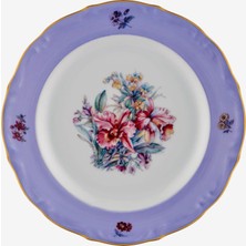 Chiara Alessi Flores Çiçekli Lila Porselen Pasta Tabağı 19 cm