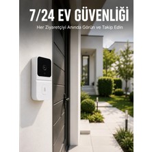 Nemere Kablosuz Beyaz Akıllı Kapı Zili Wi-Fi Bağlantılı Hd Kameralı Ev Güvenlik Sistemi