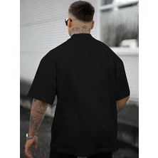Pomeya  Erkek Bisiklet Yaka Kısa Kol Baskılı T-Shirt - Siyah