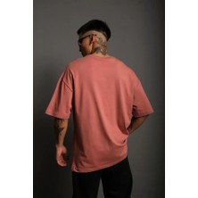 Pomeya  Erkek 24/1 Düz A Kalite Oversize T-Shirt - Gül Kurusu