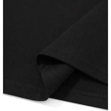 Pomeya  Baskılı Oversize Bisiklet Yaka T-Shirt - Siyah