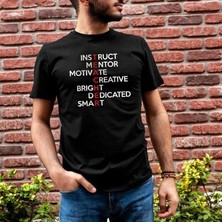Pomeya  Unisex Bisiklet Yaka Baskılı Oversize T-Shirt - Siyah