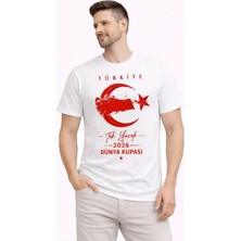 Pomeya  Erkek Türkiye Ay Yıldız Baskılı Taraftar Forma T-Shirt - Beyaz