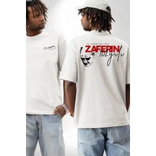 Pomeya  30 Ağustos Zafer Bayramı Ön Arka Baskılı Oversize Bisiklet Yaka T-Shirt - Beyaz