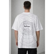 Pomeya  Erkek Bisiklet Yaka Baskılı Kısa Kollu Tişört Streetwear Günlük Basic Pamuklu T-Shirt - Beyaz