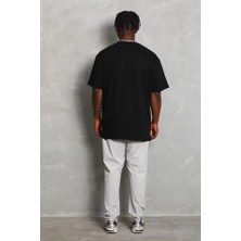 Pomeya  Unisex Oversize Düz Bisiklet Yaka T-Shirt - Siyah