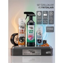 Ceramicar Custom Araç Bakım Seti - Quick Wax Seramik Cila 500ML + Tire Shine Lastik Parlatıcı 500ML + Amber Koku Bombası 150ML