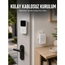 Nemere Ithalat Hd Kameralı Beyaz Görüntülü Kapı Zili Çift Yönlü Sesli Wi-Fi Akıllı Kapı Zili