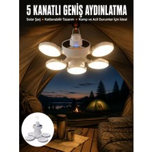Nemere Ithalat Kamp Lambası Işıldak Beyaz Işık Güneş Enerjili Solar Aydınlatma 5 Kanatlı Katlanabilir Yeni Nesil