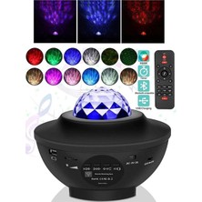 Eco Lounge Bluetooth Hoparlörlü Sese Duyarlı Projektör Gece Lambası Tavan Aydınlatıcı Çok Renkli
