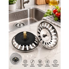 sarıncı  Üniversal Paslanmaz Çelik Mutfak Evye Gider Süzgeci Pimli Lavabo Sifon Tıpası Filtre