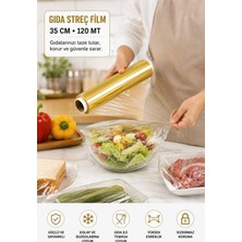 sarıncı  35 Cm x 120 Mt Gıda Streç Film | Güçlü Yapışkanlı Şeffaf Mutfak ve Gıda Saklama Filmi