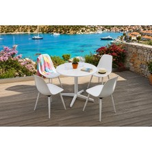 Vivense Tilia Beyaz 4 Sandalyeli Bahçe Balkon Bistro Seti, Beyaz, 60X60 cm