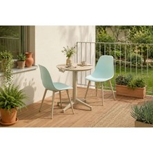 Vivense Tilia Bej 2 Sandalyeli Bahçe Balkon Bistro Seti, Mint Yeşili, 60X60 cm