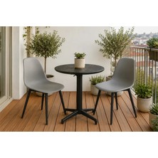 Vivense Tilia Siyah 2 Sandalyeli Bahçe Balkon Bistro Seti, Gri, 60X60 cm