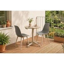 Vivense Tilia Bej 2 Sandalyeli Bahçe Balkon Bistro Seti, Gri, 60X60 cm