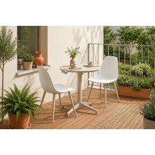 Vivense Tilia Bej 2 Sandalyeli Bahçe Balkon Bistro Seti, Beyaz,  60X60 cm