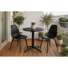 Vivense Tilia Siyah 2 Sandalyeli Bahçe Balkon Bistro Seti, Siyah, 60X60 cm