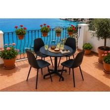 Vivense Tilia Siyah 4 Sandalyeli Bahçe Balkon Bistro Seti, Siyah, 60X60 cm
