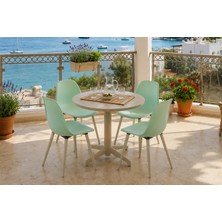 Vivense Tilia Bej 4 Sandalyeli Bahçe Balkon Bistro Seti, Mint Yeşili,  60X60 cm
