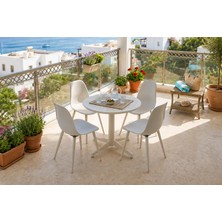 Vivense Tilia Bej 4 Sandalyeli Bahçe Balkon Bistro Seti, Gri, 60X60 cm