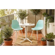 Vivense Tilia Beyaz 2 Sandalyeli Bahçe Balkon Bistro Seti, Mint Yeşili, 60X60 cm