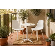Vivense Tilia Beyaz 2 Sandalyeli Bahçe Balkon Bistro Seti, Beyaz, 60X60 cm