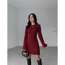 Kadın Mini Fitilli Kışlık Triko Elbise