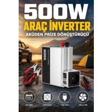 Eco Lounge 500W 12V Akü Inverteri 220V Ac Çıkışlı USB Portlu Fanlı Güç Dönüştürücü Araç Karavan Kullanımı