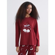 Lc Waikiki Yeni Sezon Bisiklet Yaka Baskılı Kadın Pijama Takımı