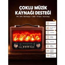 Nemere Ithalat Solar Panelli Alev Işıklı Bluetooth Hoparlör – Çoklu Giriş, Uzun Pil Ömrü