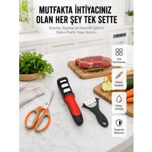 Uravas Store Mey Ithalat® Profesyonel Mutfak Makas Seti –  Kesim Makası + Soyacak + Bileyici Yeni Nesil