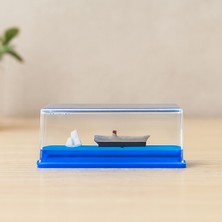 Uravas Store Yüzen Batmayan Akvaryum Dekoru - Gemi & Ada, Mavi, 5.2×15.2×5.3 cm