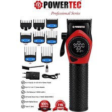 Powertec TR-5100 Profesyonel Saç Tıraş Makinesi | 9000 Rpm Dijital Ekran | 5000 Mah Li-Ion Batarya | Şarjlı Berber Tipi Clipper
