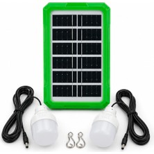 Uravas Store 6V 3.5W Solar Panel Sistemli Taşınabilir Aydınlatma Seti – 2 LED Ampullü Kamp Lambası