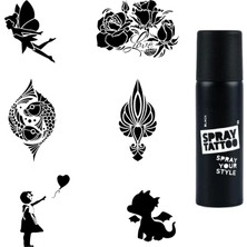 Mey İthalat Sevimli Modeller Spray Tattoo Geçici Dövme Seti Dark Siyah Sprey