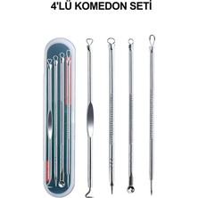 Mey İthalat Siyah Nokta Temizleme Aleti Sivilce Akne Siyah Nokta Temizleyici 4'lü Set Komedon Paslanmaz Çelik