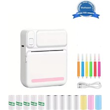Uravas Store Mini Taşınabilir Yazıcı 13 Rulo Kağıtlı Mürekkepsiz Etiket Yazıcısı Mini Termal Yazıcı