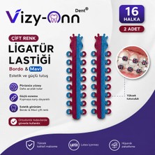 Vizy - Onn Elastik Ligatür Lastiği Bordo Mavi Çift Renk 2 Adet Çubuk (14 Halka)